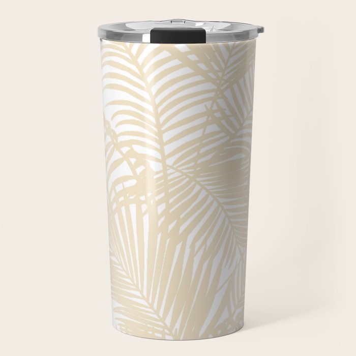 Modern tropical elegant ivory palm tree pattern Travel Mug Gallery Image 1