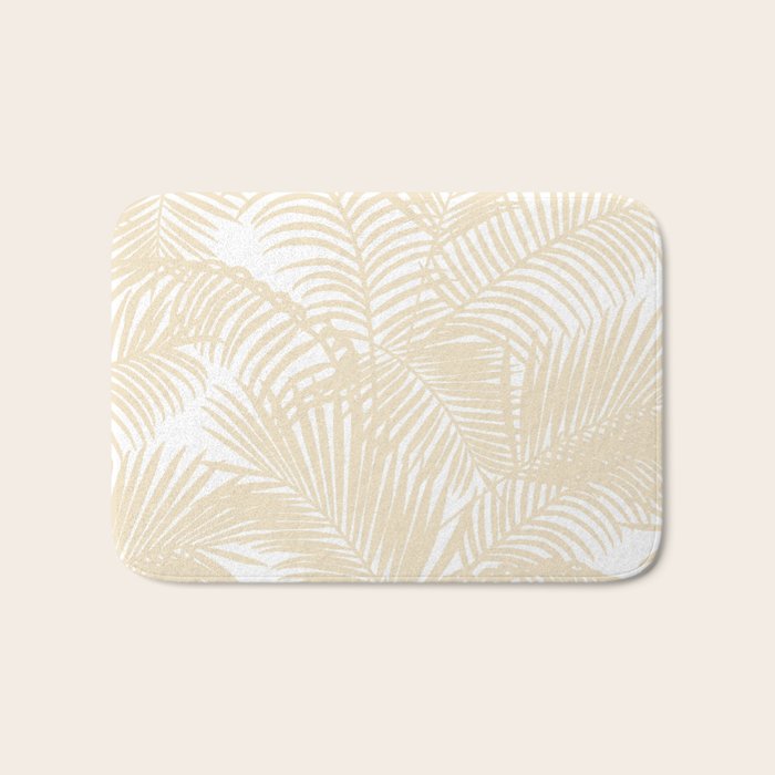 Modern tropical elegant ivory palm tree pattern Bath Mat Gallery Image 1