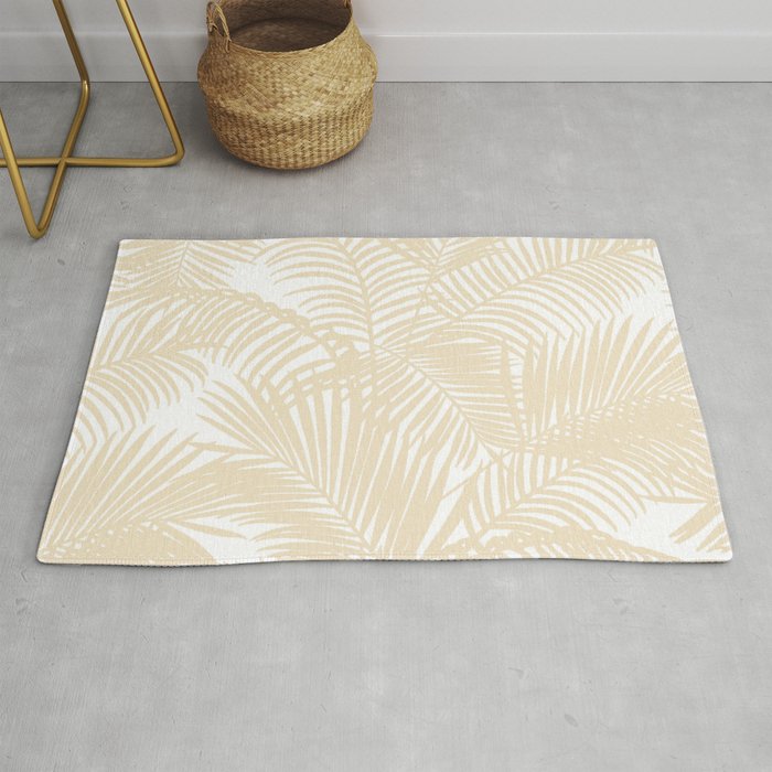 Modern tropical elegant ivory palm tree pattern Rug Gallery Image 1