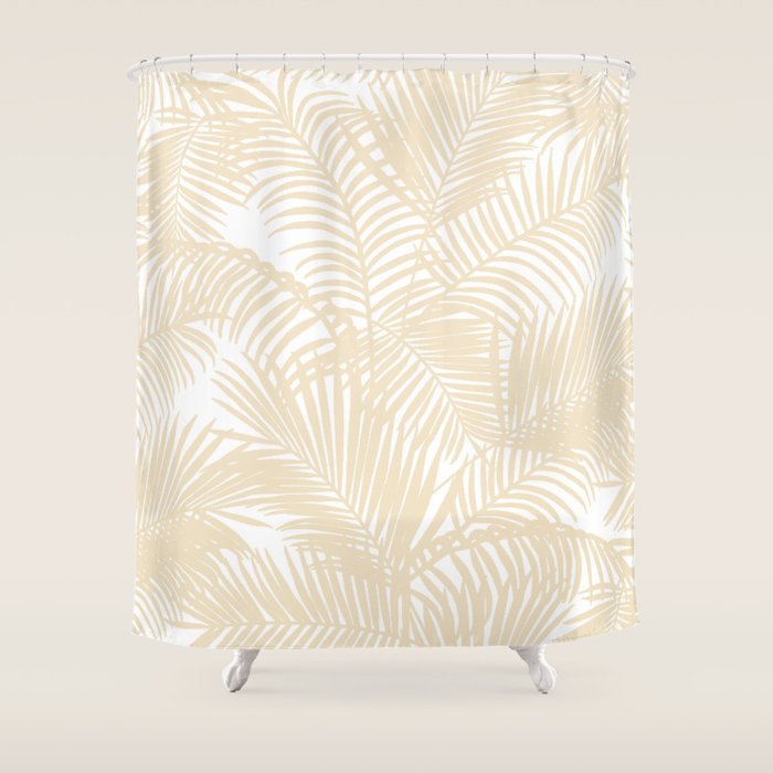 Modern tropical elegant ivory palm tree pattern Shower Curtain Gallery Image 1