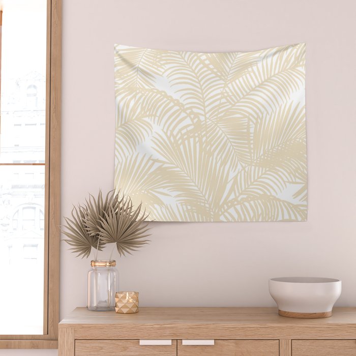 Modern tropical elegant ivory palm tree pattern Wall Tapestry Gallery Image 2