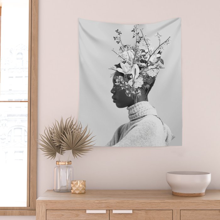 Bloom in White Wall Tapestry Gallery Image 2