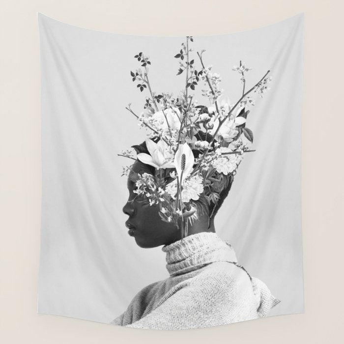 Bloom in White Wall Tapestry Gallery Image 1