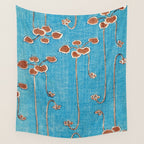 Vines from Bijutsu Sekai Vintage Illustration by Watanabe Seitei 1893-1896 Peaceful Blue Watercolor Wall Tapestry Gallery Image 4