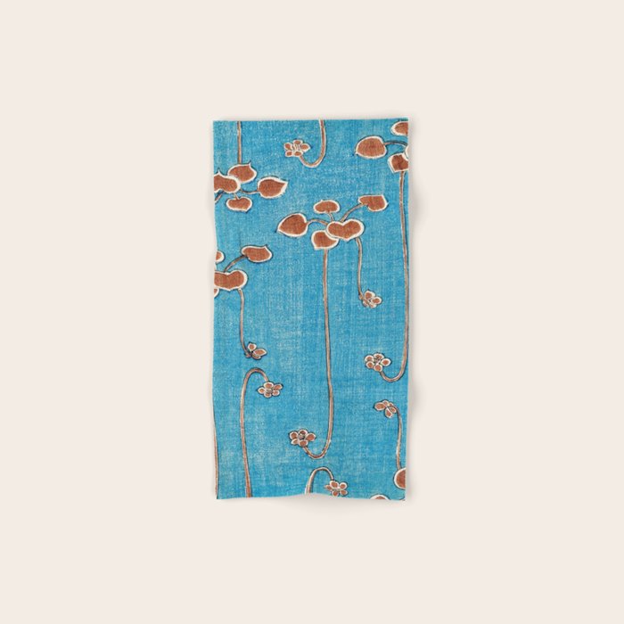 Vines from Bijutsu Sekai Vintage Illustration by Watanabe Seitei 1893-1896 Peaceful Blue Watercolor Bath Towel Gallery Image 1