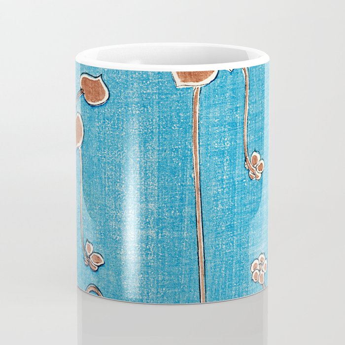 Vines from Bijutsu Sekai Vintage Illustration by Watanabe Seitei 1893-1896 Peaceful Blue Watercolor Coffee Mug Gallery Image 4
