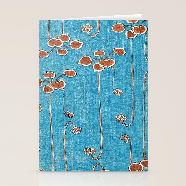 Vines from Bijutsu Sekai Vintage Illustration by Watanabe Seitei 1893-1896 Peaceful Blue Watercolor Stationery Card Gallery Image 1
