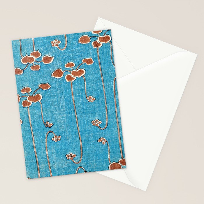 Vines from Bijutsu Sekai Vintage Illustration by Watanabe Seitei 1893-1896 Peaceful Blue Watercolor Stationery Card Gallery Image 2