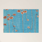 Vines from Bijutsu Sekai Vintage Illustration by Watanabe Seitei 1893-1896 Peaceful Blue Watercolor Welcome Mat Gallery Image 1