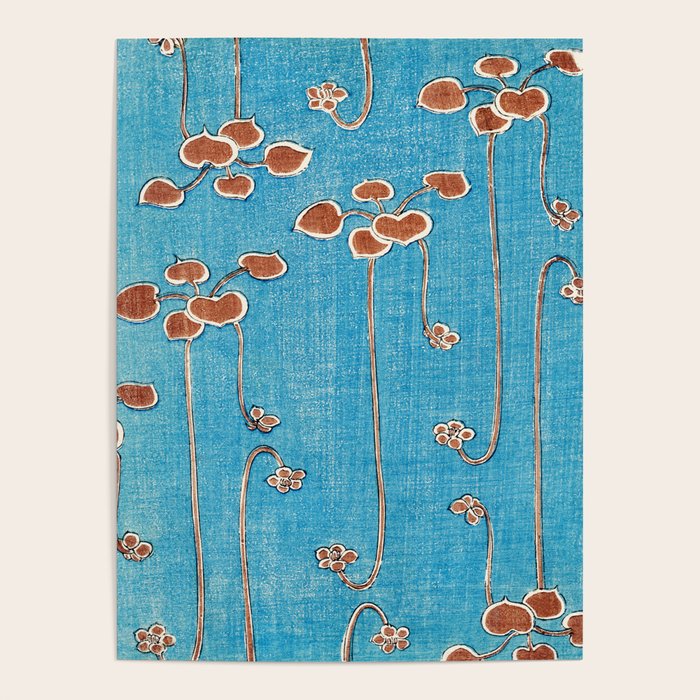 Vines from Bijutsu Sekai Vintage Illustration by Watanabe Seitei 1893-1896 Peaceful Blue Watercolor Poster Gallery Image 4