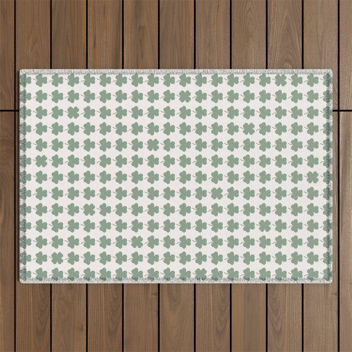 Clovers XXXVI Sage Green Botanical Pattern Outdoor Rug Gallery Image 1