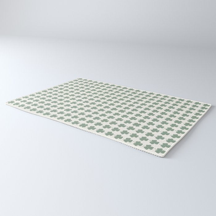 Clovers XXXVI Sage Green Botanical Pattern Rug Gallery Image 3