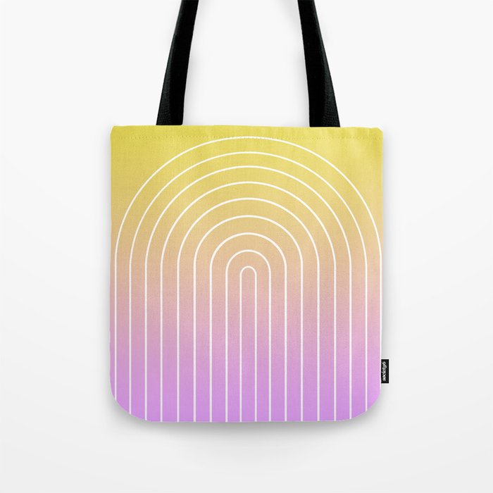 Ombre Arch IV Pink Yellow Sunrise Gradient Modern Geometric Lines Tote Bag Gallery Image 1