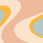 Retro Dream Abstract Swirl Pattern Pastel Apricot Buff Ice Blue Mustard Coffee Mug Gallery Image 2