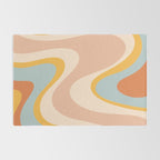 Retro Dream Abstract Swirl Pattern Pastel Apricot Buff Ice Blue Mustard Rug Gallery Image 2