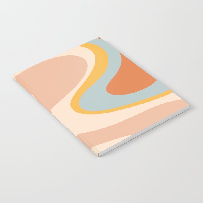 Retro Dream Abstract Swirl Pattern Pastel Apricot Buff Ice Blue Mustard Notebook Gallery Image 2
