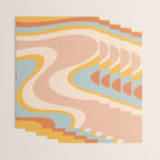 Retro Dream Abstract Swirl Pattern Pastel Apricot Buff Ice Blue Mustard Wrapping Paper Gallery Image 3