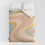 Retro Dream Abstract Swirl Pattern Pastel Apricot Buff Ice Blue Mustard Comforter Gallery Image 6