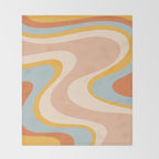 Retro Dream Abstract Swirl Pattern Pastel Apricot Buff Ice Blue Mustard Throw Blanket Gallery Image 2