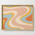 Retro Dream Abstract Swirl Pattern Pastel Apricot Buff Ice Blue Mustard Serving Tray Gallery Image 1