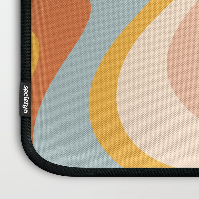 Retro Dream Abstract Swirl Pattern Pastel Apricot Buff Ice Blue Mustard Laptop Sleeve Gallery Image 3