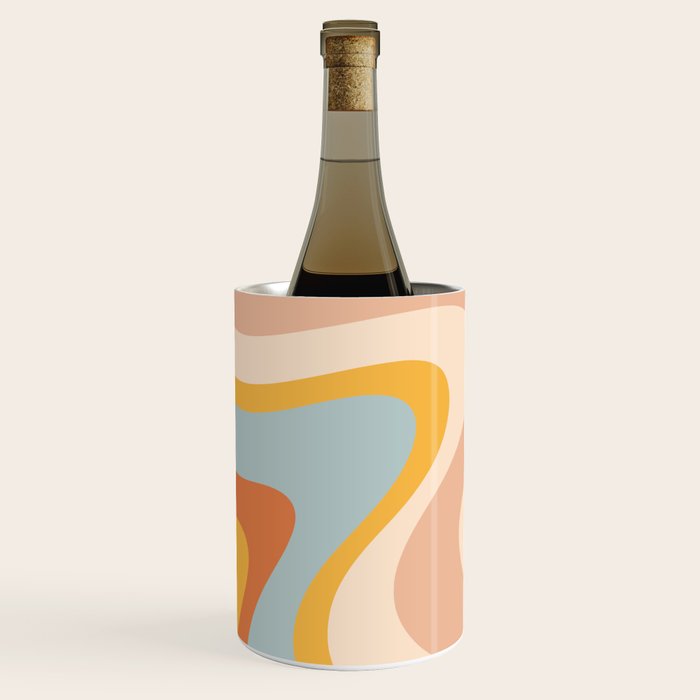 Retro Dream Abstract Swirl Pattern Pastel Apricot Buff Ice Blue Mustard Wine Chiller Gallery Image 2