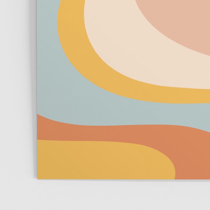 Retro Dream Abstract Swirl Pattern Pastel Apricot Buff Ice Blue Mustard Poster Gallery Image 3