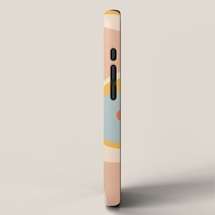 Retro Dream Abstract Swirl Pattern Pastel Apricot Buff Ice Blue Mustard iPhone Case Gallery Image 2
