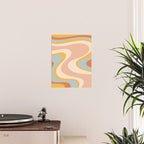 Retro Dream Abstract Swirl Pattern Pastel Apricot Buff Ice Blue Mustard Poster Gallery Image 2