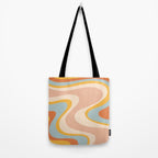 Retro Dream Abstract Swirl Pattern Pastel Apricot Buff Ice Blue Mustard Tote Bag Gallery Image 2