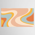 Retro Dream Abstract Swirl Pattern Pastel Apricot Buff Ice Blue Mustard Tablecloth Gallery Image 2