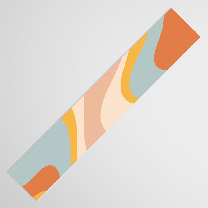 Retro Dream Abstract Swirl Pattern Pastel Apricot Buff Ice Blue Mustard Table Runner Gallery Image 3