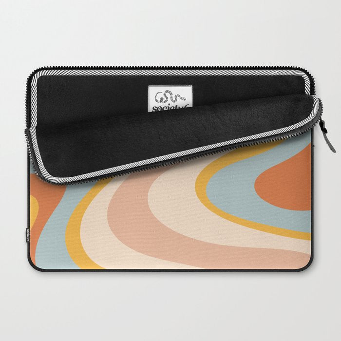Retro Dream Abstract Swirl Pattern Pastel Apricot Buff Ice Blue Mustard Laptop Sleeve Gallery Image 2