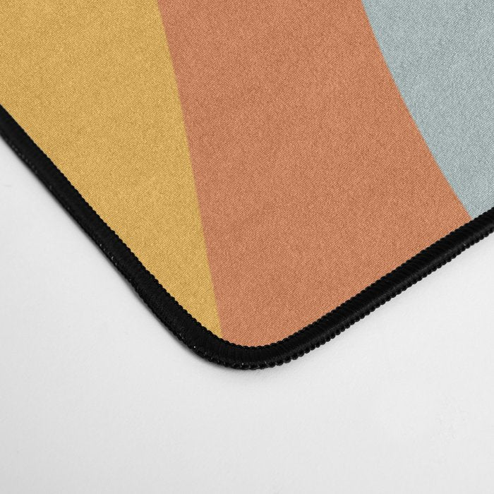Retro Dream Abstract Swirl Pattern Pastel Apricot Buff Ice Blue Mustard Desk Mat Gallery Image 4