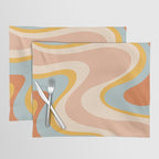 Retro Dream Abstract Swirl Pattern Pastel Apricot Buff Ice Blue Mustard Placemat Gallery Image 1