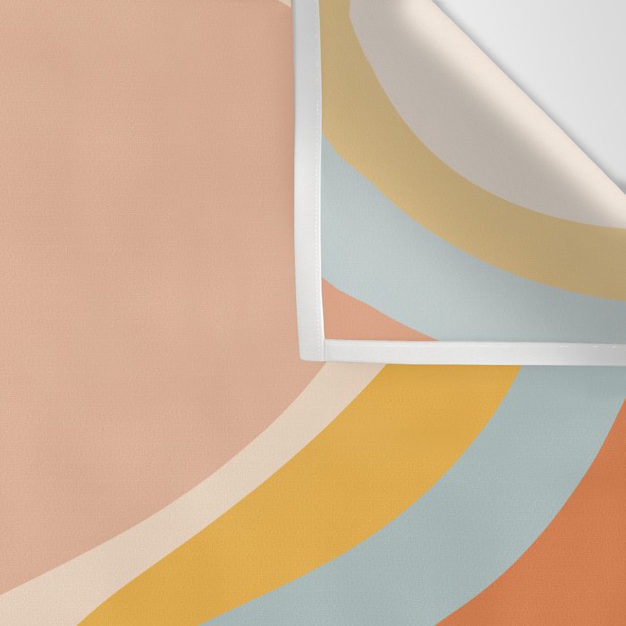 Retro Dream Abstract Swirl Pattern Pastel Apricot Buff Ice Blue Mustard Wall Tapestry Gallery Image 3