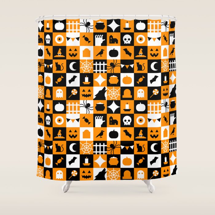 Geometric halloween mosaic pattern Shower Curtain Gallery Image 1