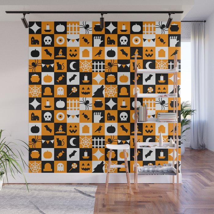 Geometric halloween mosaic pattern Wall Mural Gallery Image 1
