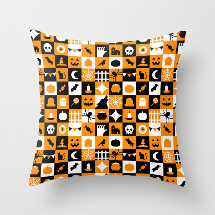Geometric halloween mosaic pattern Throw Pillow Gallery Image 1