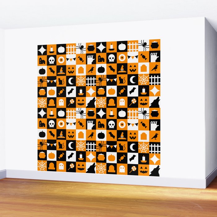 Geometric halloween mosaic pattern Wall Mural Gallery Image 2