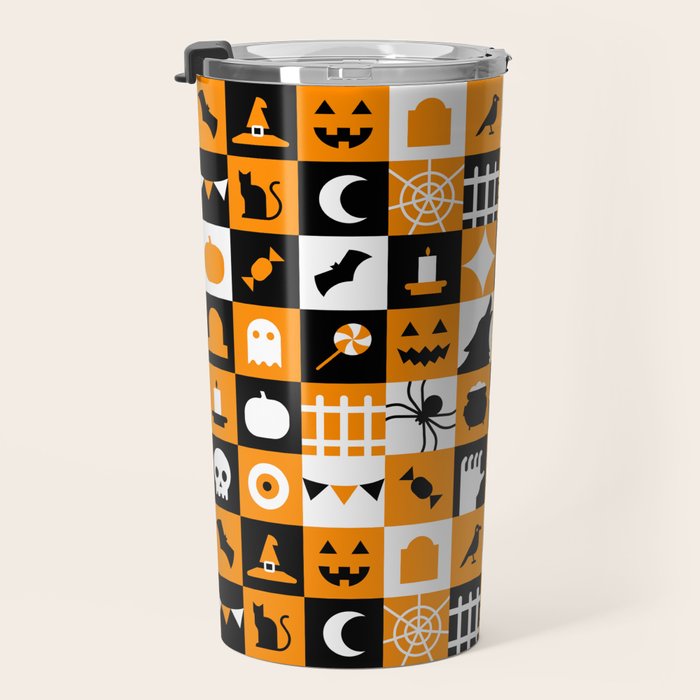 Geometric halloween mosaic pattern Travel Mug Gallery Image 3