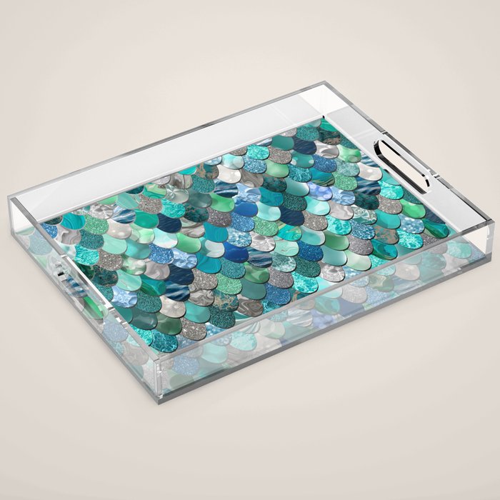 Mermaid Art, Sea,Teal, Mint, Aqua, Blue Acrylic Tray Gallery Image 1