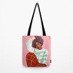 Un-Confine, Free Spirit Colorful People, Plaid Check Pattern Black Woman Afro, Tartar Fashion Eclectic Bohemian, Hep Chic Illustration Painting Tote Bag Gallery Image 2
