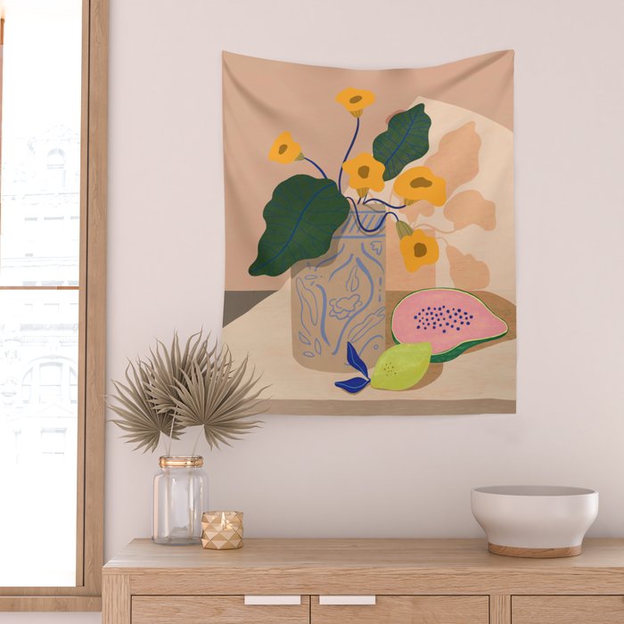 Lemon Papaya Wall Tapestry Gallery Image 2