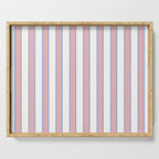Vintage Cabana Stripe Pink And Blue Stripes Retro Boho Coastal Beach Vibe Serving Tray Gallery Image 1