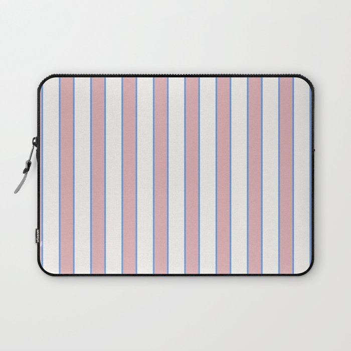 Vintage Cabana Stripe Pink And Blue Stripes Retro Boho Coastal Beach Vibe Laptop Sleeve Gallery Image 1