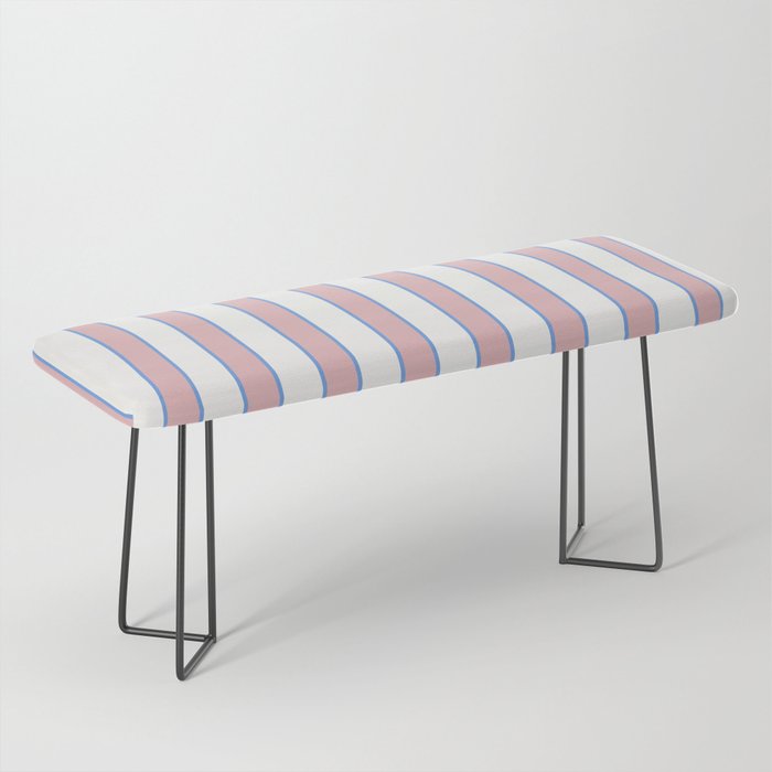 Vintage Cabana Stripe Pink And Blue Stripes Retro Boho Coastal Beach Vibe Bench Gallery Image 1