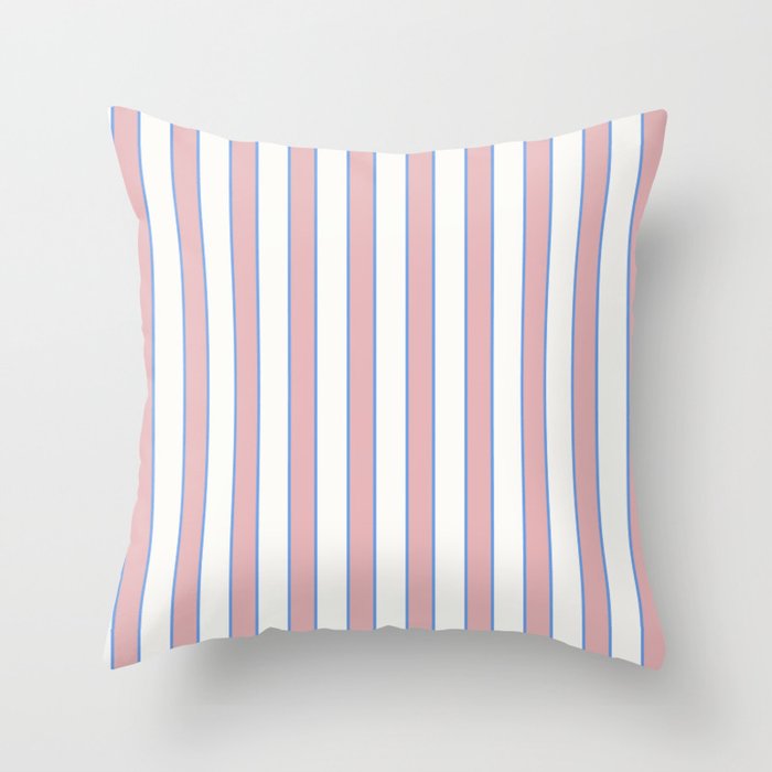 Vintage Cabana Stripe Pink And Blue Stripes Retro Boho Coastal Beach Vibe Throw Pillow Gallery Image 6