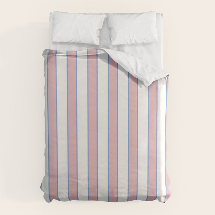 Vintage Cabana Stripe Pink And Blue Stripes Retro Boho Coastal Beach Vibe Duvet Cover Gallery Image 6