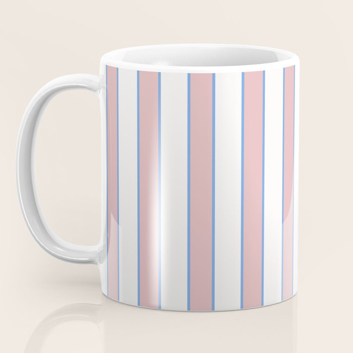 Vintage Cabana Stripe Pink And Blue Stripes Retro Boho Coastal Beach Vibe Coffee Mug Gallery Image 3